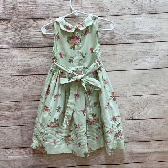 LAURA ASHLEY PINTUCKED FLORAL DRESS IN MINT GREEN - Picture 4 of 5